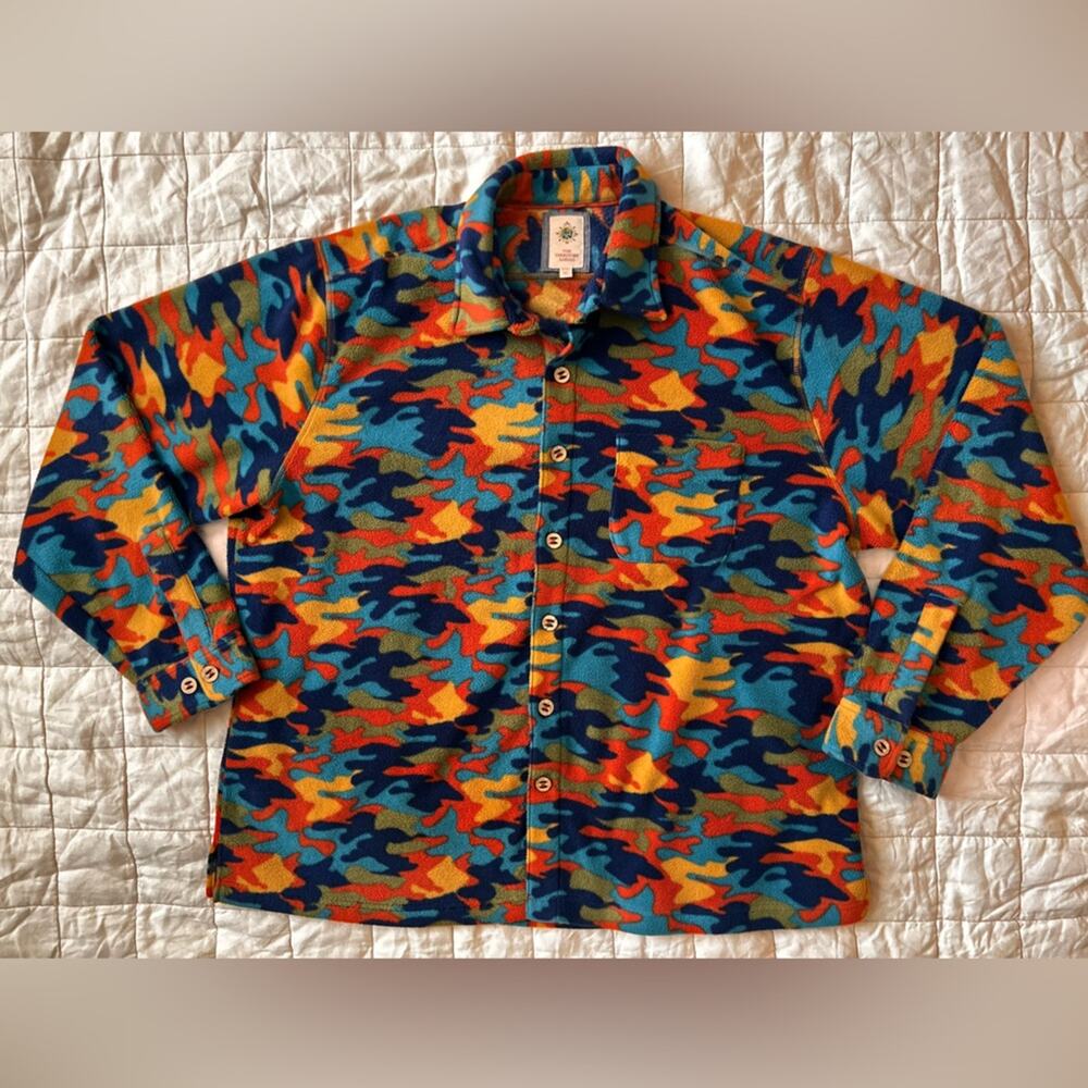 Territory Ahead Colorful Camo Patterned Fleece Long Sleeve Shacket Gorpcore- XXL